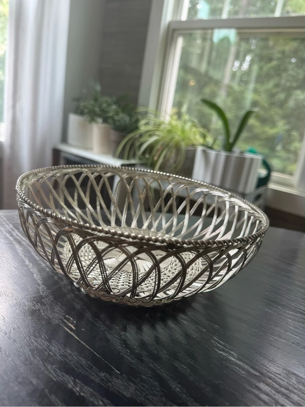 Vintage MCM Round Wire Basket